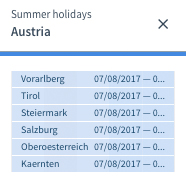 Dates for holidays in summer